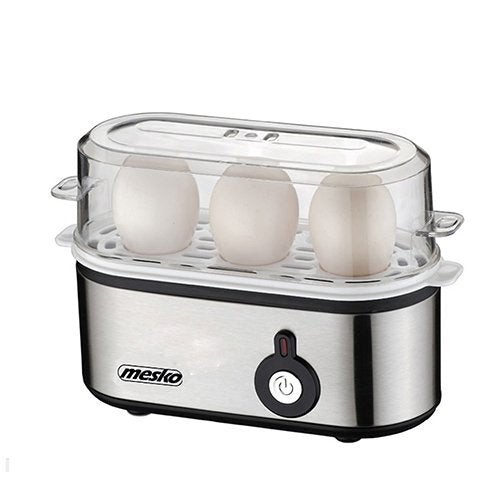 Mesko home ms 4485 cuecehuevos 3 huevos 210 w negro, plata, transparente