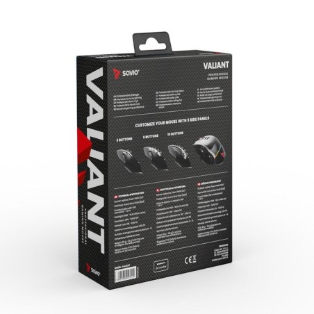 Savio valiant gaming mouse rgb ratón juego mano derecha usb tipo c óptico