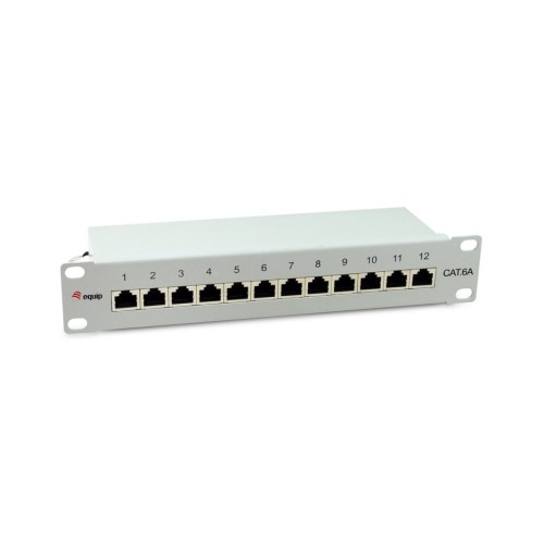 Equip patchpanel 12x rj45 cat6a 10" ftp 1he premium gris claro
