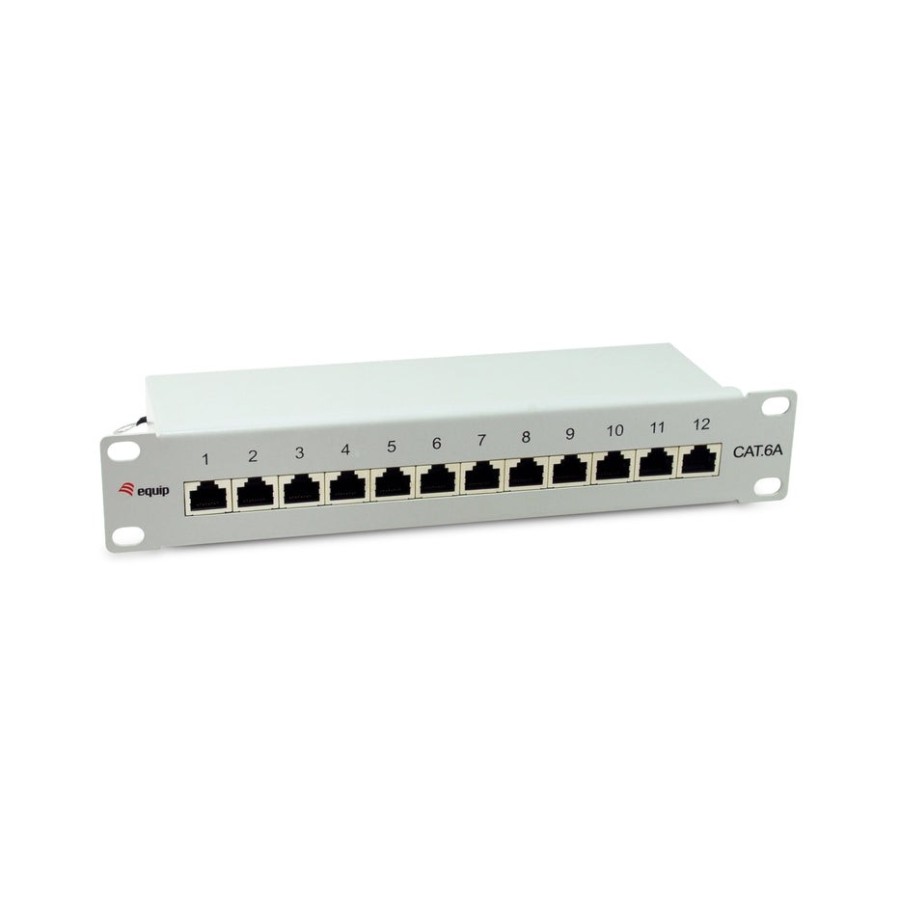 Equip patchpanel 12x rj45 cat6a 10" ftp 1he premium gris claro