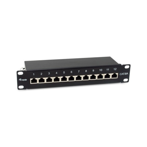 Equip patchpanel 12x rj45 cat6a 10" ftp 1he premium negro