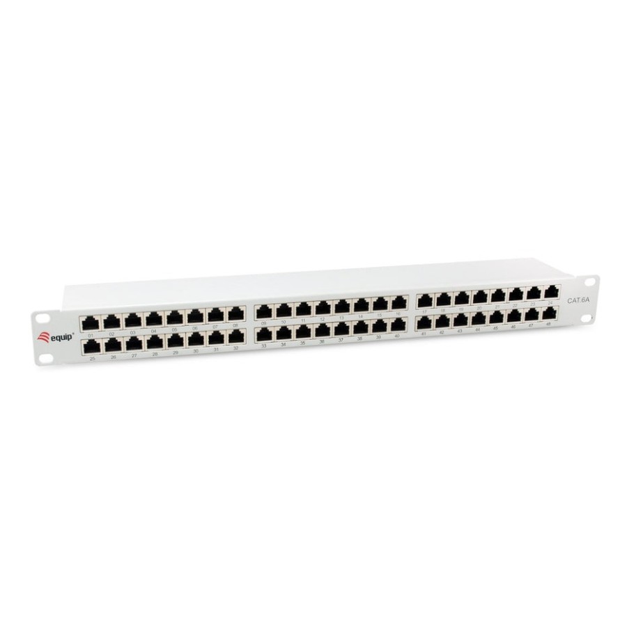 Equip patchpanel 48x rj45 cat6a 19" ftp 1he premium gris claro