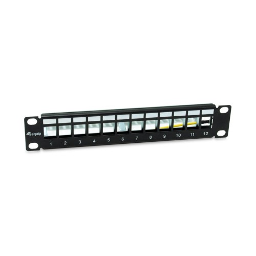 Equip patchpanel 12x cat6a 10" ftp 1he keymone montage sw