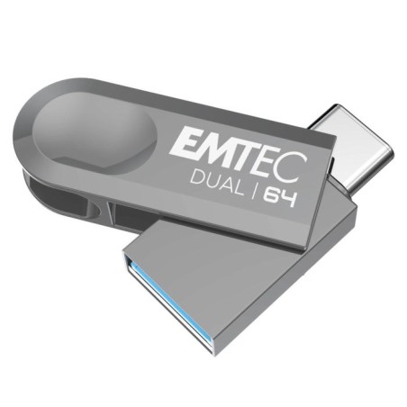 Emtec d280 dual unidad flash usb 64 gb usb type-a / usb type-c 3.2 gen 1 (3.1 gen 1) plata