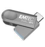 Emtec d280 dual unidad flash usb 64 gb usb type-a / usb type-c 3.2 gen 1 (3.1 gen 1) plata