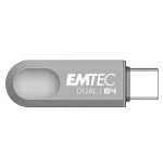 Emtec d280 dual unidad flash usb 64 gb usb type-a / usb type-c 3.2 gen 1 (3.1 gen 1) plata