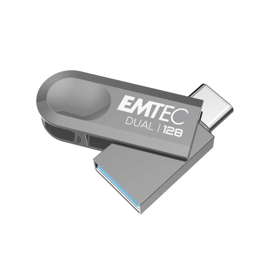 Emtec d280 dual unidad flash usb 128 gb usb type-a / usb type-c 3.2 gen 1 (3.1 gen 1) plata