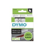 Cinta rotuladora autoadhesiva dymo d1 19mm x 7 metros de longitud para rotuladoras label manager, negro sobre blanco