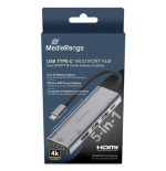 Hub  mediarange  usb-c 5 in 1 multiport adaptador, plata