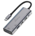 Hub  mediarange  usb-c 5 in 1 multiport adaptador, plata