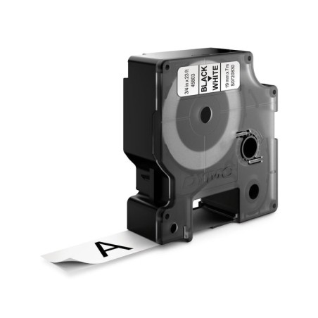 Cinta rotuladora autoadhesiva dymo d1 19mm x 7 metros de longitud para rotuladoras label manager, negro sobre blanco