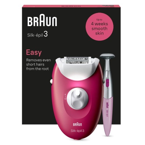 Depiladora braun se3-202 silk épil 3, rosa blanca