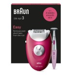 Depiladora braun se3-202 silk épil 3, rosa blanca