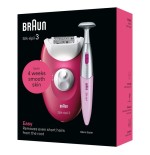 Depiladora braun se3-202 silk épil 3, rosa blanca