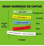 Cinta rotuladora autoadhesiva dymo plastico negro-azul 12mm x 4 metros para rotuladoras letratag