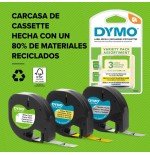 Cinta rotuladora autoadhesiva dymo plastico negro-azul 12mm x 4 metros para rotuladoras letratag