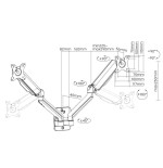 Equip soporte de pared orientable para 2 pantallas de 17'-32' brazo 564mm muelle de gas hasta 9kg