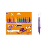 Bic kids comfort jumbo pack de 12 rotuladores con tinta lavable - facil de limpiar - agarre antideslizante - colores