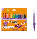 Bic kids comfort jumbo pack de 12 rotuladores con tinta lavable - facil de limpiar - agarre antideslizante - colores