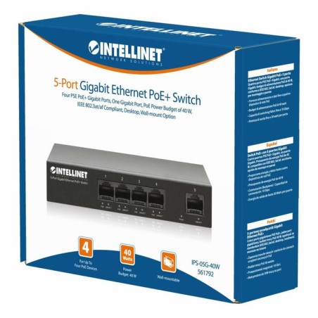 Intellinet 561792 switch gigabit ethernet (10/100/1000) energía sobre ethernet (poe) negro