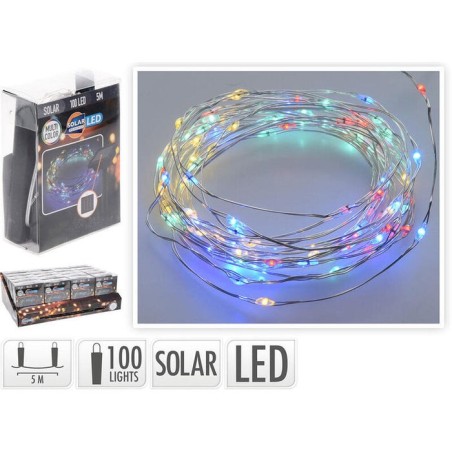 Guirnalda mled, multicolor, ip44, 100 leds, solar, 5m. basics