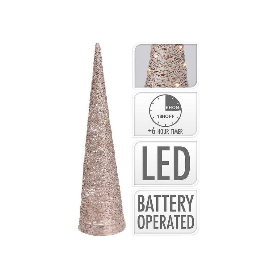 Arbol en forma de cono con 40 leds 80cm dorado