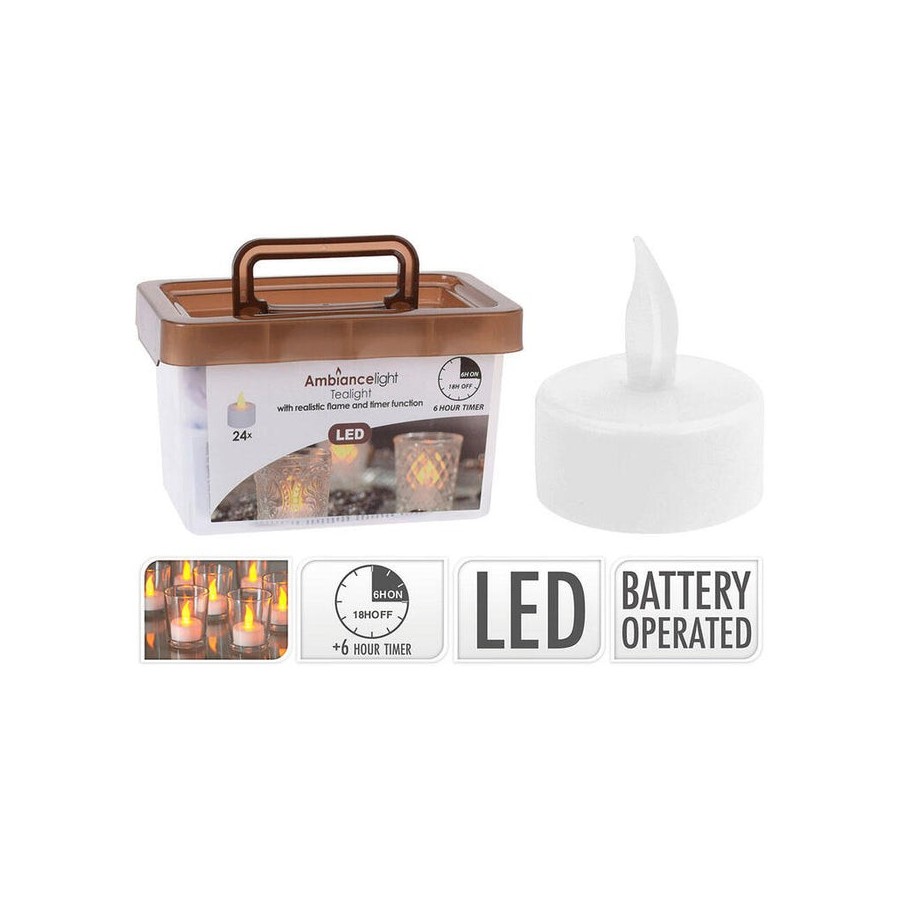 Set 24 velas led efecto fuego real