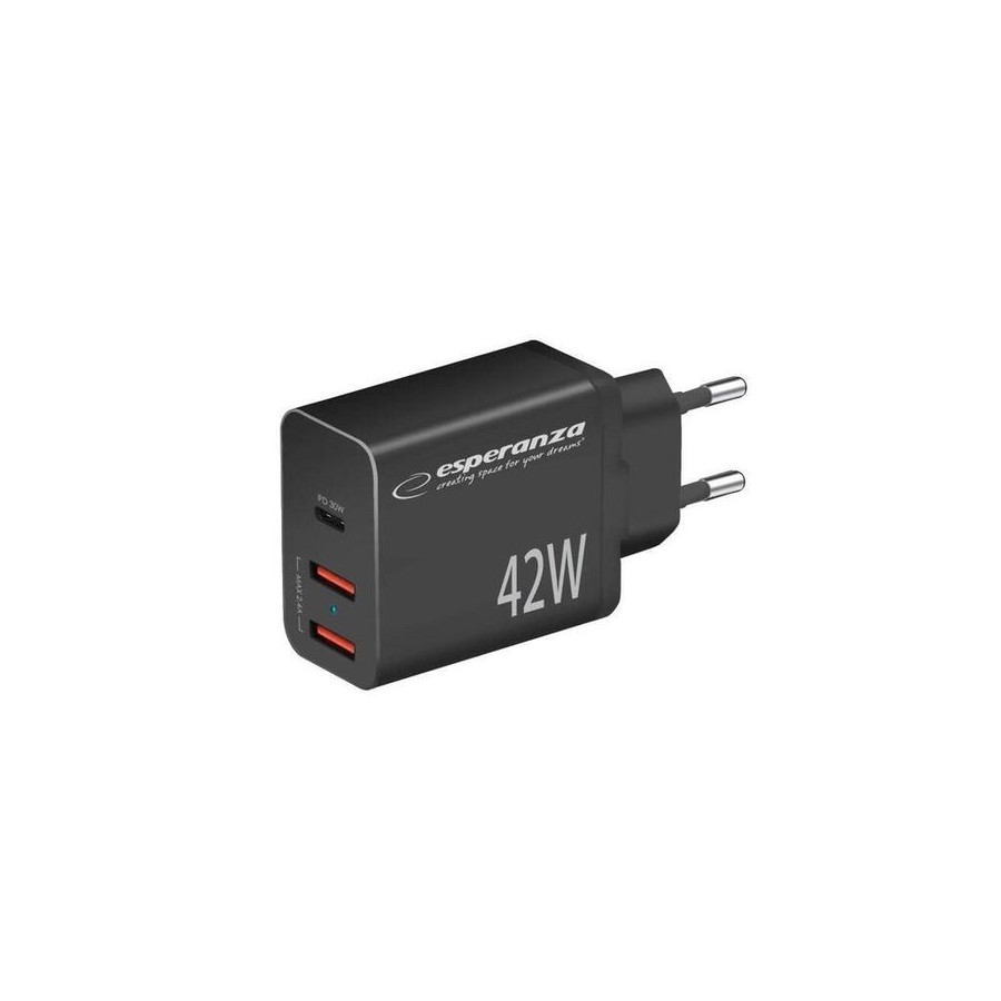 Cargador  esperanza ezc106k  de red 42w negro