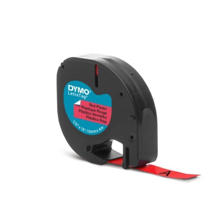 Cinta rotuladora adhesiva de plástico dymo 91203 para letratag 12mm x 4m negra-roja