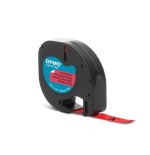 Cinta rotuladora adhesiva de plástico dymo 91203 para letratag 12mm x 4m negra-roja