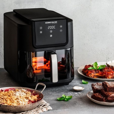Freidora rommelsbacher frh 1700  sencillo 8 l independiente 1700 w freidora de aire caliente negro, acero inoxidable