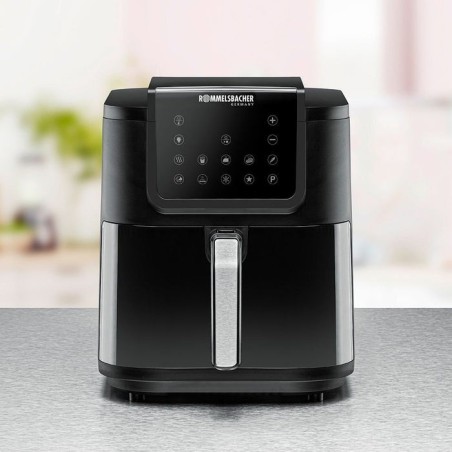 Freidora rommelsbacher frh 1700  sencillo 8 l independiente 1700 w freidora de aire caliente negro, acero inoxidable