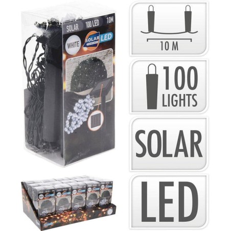 Guirnalda led solar, blanco calido, 100 leds, 10m.
