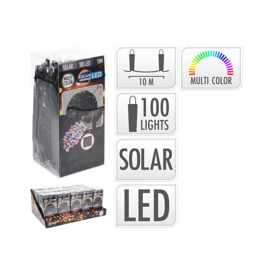 Guirnalda led, multicolor, ip44, 100 leds, solar, 10m. basics