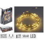 Guirnalda mled, blanco calido, ip44, 100 leds, solar, 5m. basics