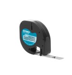 Cinta rotuladora adhesiva de plástico dymo 12267 para letratag 12mm x 4m negra-transparente