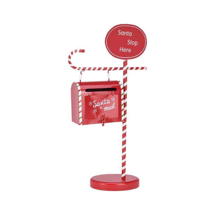 Buzon decorativo navidad, metal, rojo, 51cm. basics