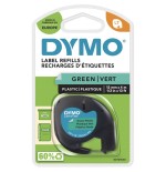Cinta rotuladora autoadhesiva dymo plastico negro-verde 12mm x 4 metros para rotuladoras letratag