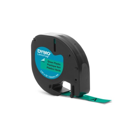 Cinta rotuladora autoadhesiva dymo plastico negro-verde 12mm x 4 metros para rotuladoras letratag