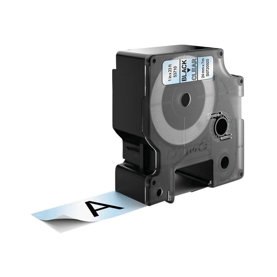 Cinta rotuladora autoadhesiva dymo 53710 d1 24mm*7m para labelmanager/labelpoint negro sobre transparente