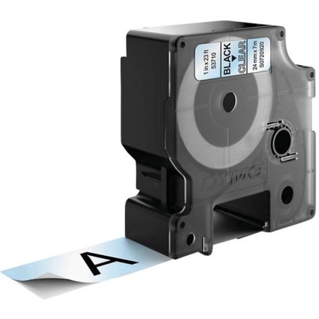 Cinta rotuladora autoadhesiva dymo 53710 d1 24mm*7m para labelmanager/labelpoint negro sobre transparente