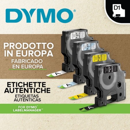 Cinta rotuladora autoadhesiva dymo 53710 d1 24mm*7m para labelmanager/labelpoint negro sobre transparente