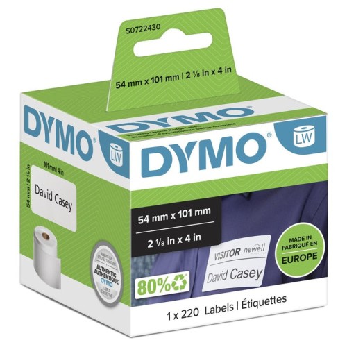 Etiquetas dymo label writer papel para envio 220 unidades blancas de 101x54 mm