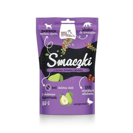 Delicia para perros syta micha sabores con pato, arándanos y pera  80 g
