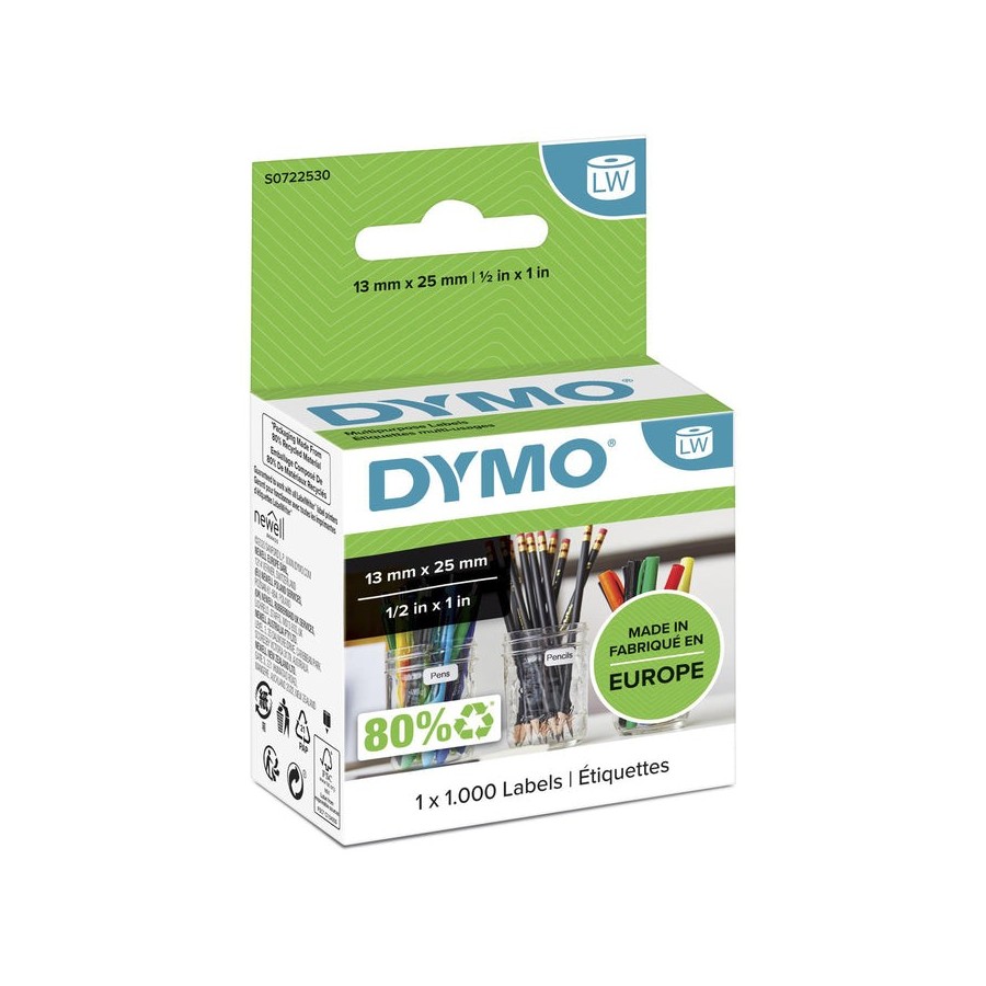Etiquetas dymo label writer  papel multifuncion. rollo de 1000 unidades blancas de 24x12mm