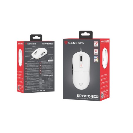Raton gaming genesis krypton 660 rgb sensor pmw3327 12.000 dpi blanco