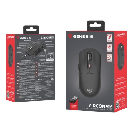 Raton gaming genesis zircon 660 wireless/cable/bt 12.000 dpi ultraliviano