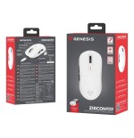 Raton gaming genesis zircon 660 wireless/cable/bt 12000 dpi blanco ultraliviano