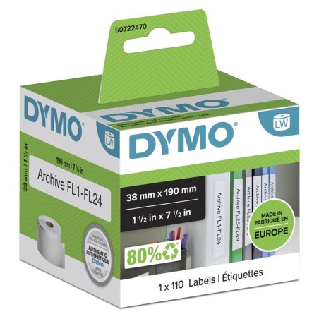 Dymo cinta de etiquetas lomo archivadores de 38x190mm (110 páginas) para rotuladora labelwriter