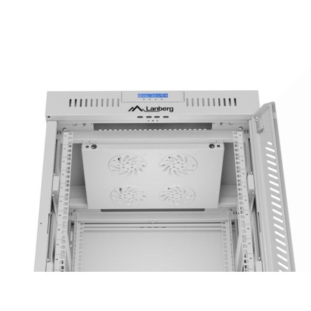 Armario lanberg rack independiente 19" 15u 600x600 puerta de cristal lcd flat pack gris v2